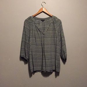 Gray, black and white blouse